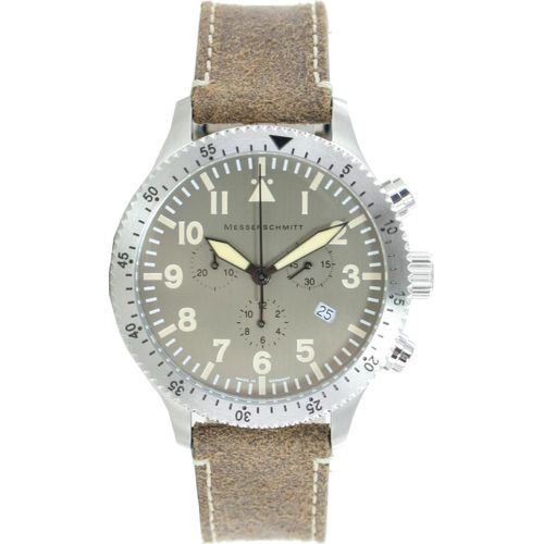 Aristo Herren Messerschmitt Uhr Edelstahl Chronograph ME-5030ALU Leder