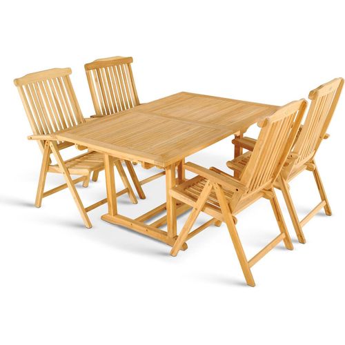 Gartenmöbel Set 5tlg Gartenstühle & Teak Gartentisch 180x90 cm BOGOTA/SALLY