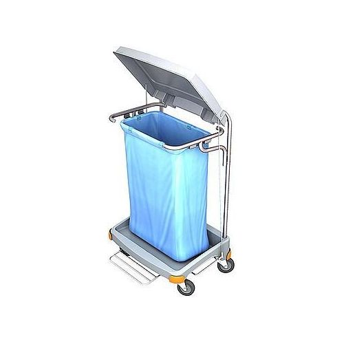 Splast grauer Müllwagen 120l aus Plastik mit Pedal - Abdeckung ist optional, Variante:ohne Beutelabdeckung