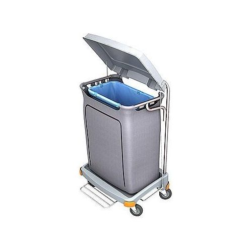 Splast grauer Müllwagen 120l aus Plastik mit Pedal - Abdeckung ist optional, Variante:mit Beutelabdeckung