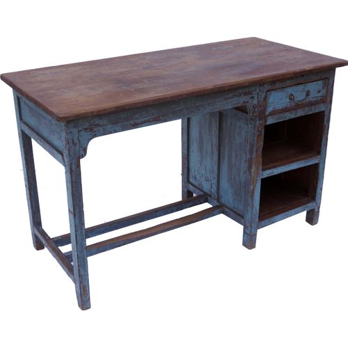 Antiker Vintage Schreibtisch mit 1 Schublade, Ablagefächern - Modell 34, Braun, Holz, 76*123*59 cm, Schreibtische & Schreibpulte