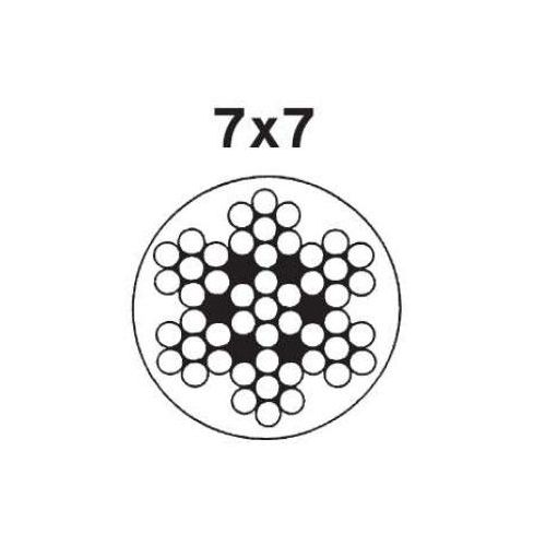 Edelstahl-Drahtseil, PVC klar ummantelt 7x7, 2/3mm, 250m, A4