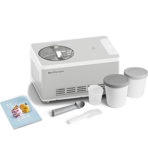SPRINGLANE Eismaschine & Joghurtbereiter Elisa 2,0 L mit selbstkühlendem Kompressor 220 W inkl. Aufbewahrungsbehälter 2er-Set, Eiscrememaschine mit Kühl- und Heizfunktion inkl. Rezeptheft