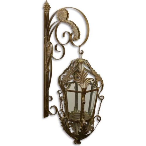 Casa Padrino Jugendstil Garten / Terrassen Wandlaterne Braun 29 x 47 x H. 93 cm - Barock & Jugendstil Garten Accessoires