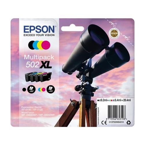 Epson - Inkcartridge Epson 502xl T02W6 Schwarz + 3 Farben | Blasen Sie ein 4 -Stück