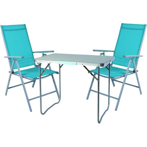 3-teiliges Campingmöbel Set Aluminium Textilen Petrol