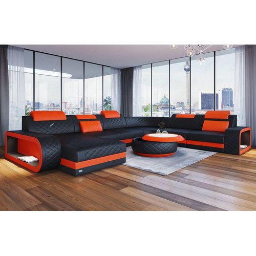 XXL Sofa Wohnlandschaft Berlin Kunst-Echtleder Mix