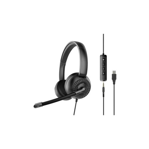 SPEEDLINK METIS USB Stereo Headset, 3.5mm Jack with USB Soundcard, black