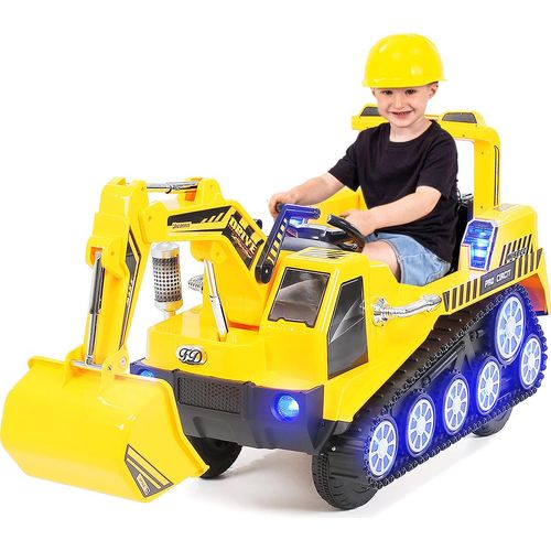 Kinder Elektro Bagger D2811 | 3-6 km/h - Sitzbagger mit Schaufel zum Fahren - Fernbedienung - Sound - Sicherheitsgurt - Elektro Auto - Ab 3 Jahre