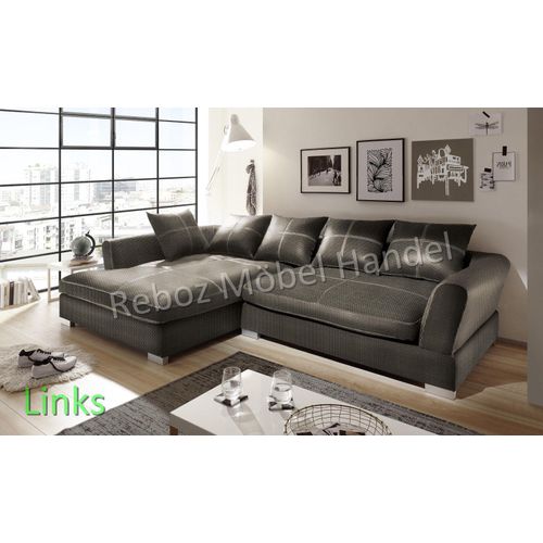 Big Sofa Webstoff Ecksofa Braun LINKS Bigsofa verschiedene Farben