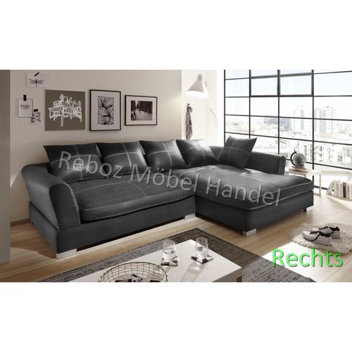 Big Sofa Webstoff Ecksofa Grau RECHTS Grau/Anthrazit verschiedene Farben