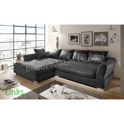 Big Sofa Webstoff Ecksofa Grau LINKS Grau/Anthrazit verschiedene Farben