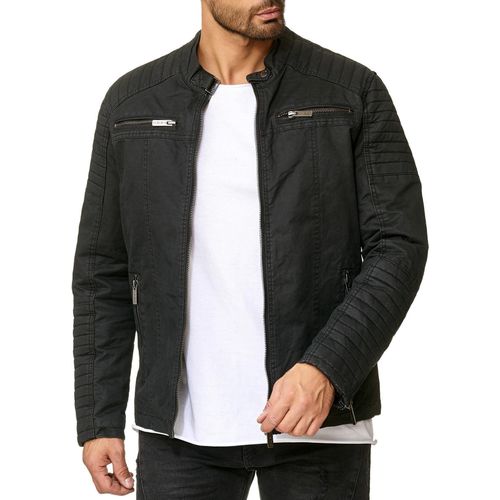 Red Bridge Herren Jacke Übergangsjacke Bikerjacke gesteppt Schwarz