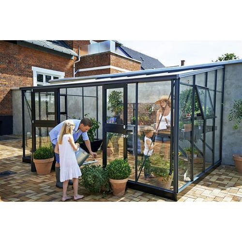 Gewächshaus Juliana Veranda 12,9m² Alu anthrazit / 3mm Sicherheitsglas