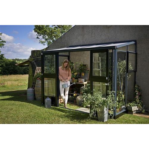 Gewächshaus Juliana Veranda 4,4m² Alu anthrazit / 3mm Sicherheitsglas