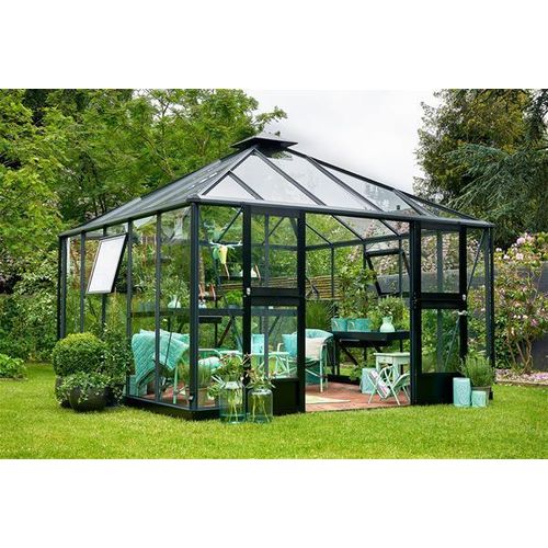 Gewächshaus Juliana Oase 13,5 m² Alu anthrazit / 3 mm Sicherheitsglas