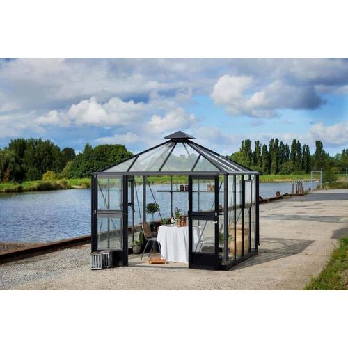 Gewächshaus Juliana Oase 8,8 m² Alu anthrazit / 3 mm Sicherheitsglas