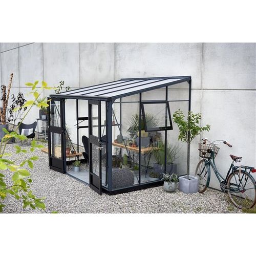 Gewächshaus Juliana Veranda 6,6m² Alu anthrazit / 3mm Sicherheitsglas