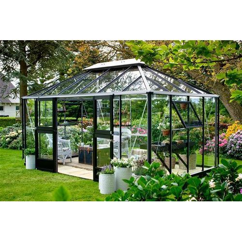 Gewächshaus Juliana Grand Oase 13m² Alu anthrazit 3 mm Sicherheitsglas