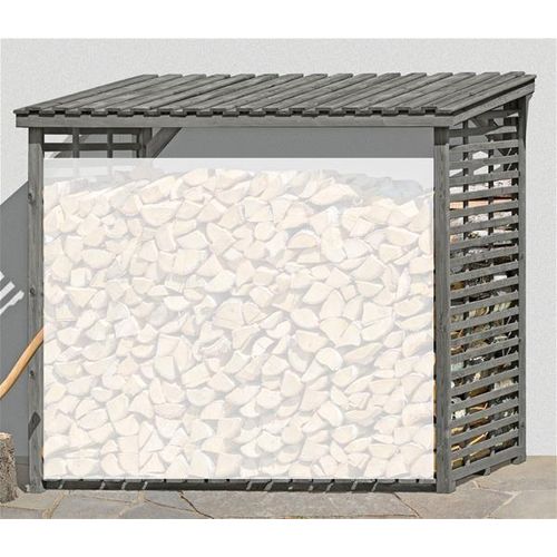Kaminholzregal / Brennholzregal Flammo XL KI grau 237x114x203cm