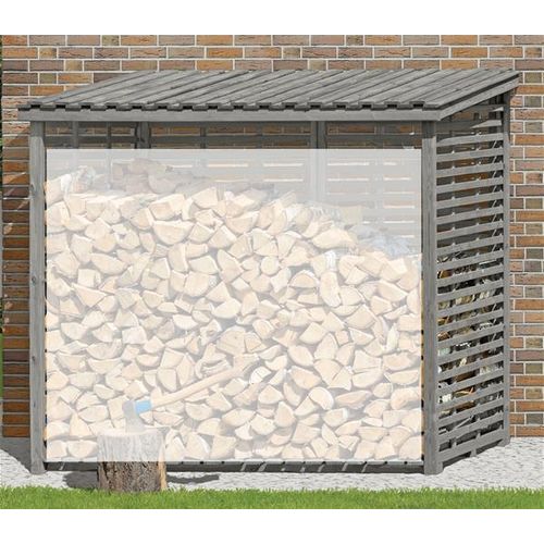 Kaminholzregal Flammo XL mit Rückwand KI grau 237x114x203cm