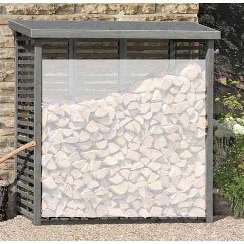 Kaminholzregal Flammo L mit Rückwand KI grau 208x75x200cm