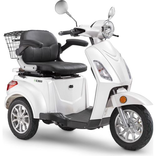 Elektroroller LuXXon E3800 - Elektro Dreirad / Seniorenmobil mit 800 Watt, max. 20 km/h, Reichweite bis zu 65 km, weiß