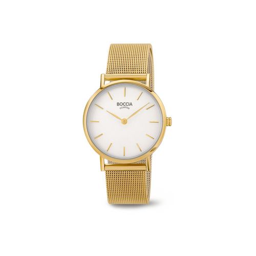 Boccia Damen-Uhr 3281-06 Titan vergoldet mit Milanaiseband