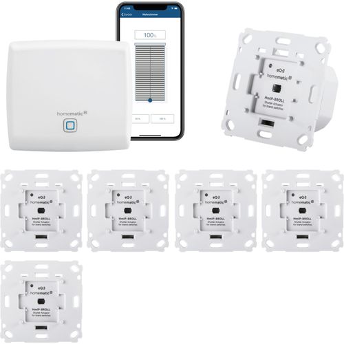 Homematic IP Rollladensteuerung für 6 Rollläden. Smart Home Set mit App zur Automatisierung der Rollläden. Ideal zur Nachrüstung. Alexa kompatibel.