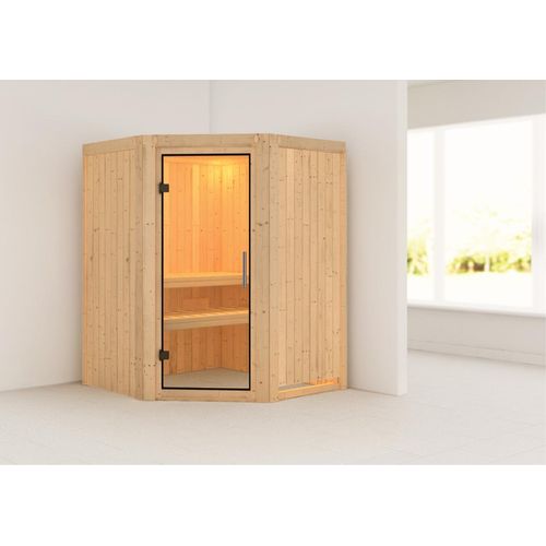Sauna Larin : Klare Ganzglastür : ohne Dachkranz : ohne Ofen Dachkranz: ohne Dachkranz Saunaofen: ohne Ofen Saunatür: Klare Ganzglastür