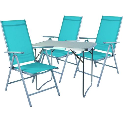 4-teiliges Campingmöbel Set Aluminium Textilen Petrol