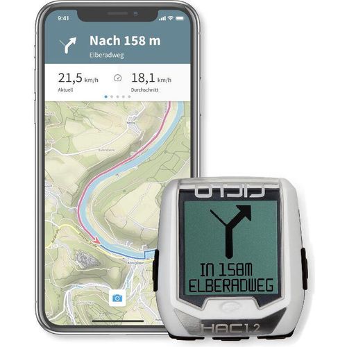 Ciclo Fahrradcomputer HAC 1.2 + weiß schwarz mit Navigation