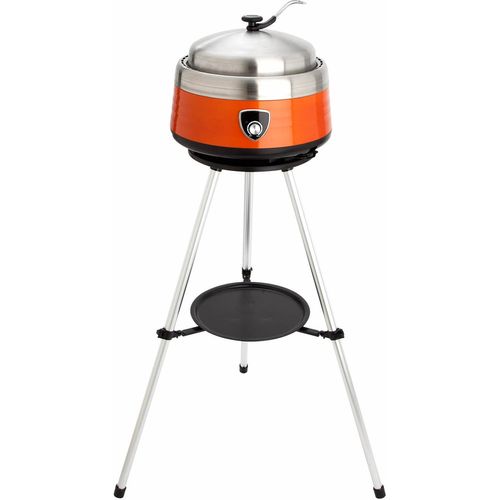 All'Grill Vulcano Multifunktionaler Holzkohlegrill inkl. 2 Grillaufsätzen, Haube und Transporttasche - Orange