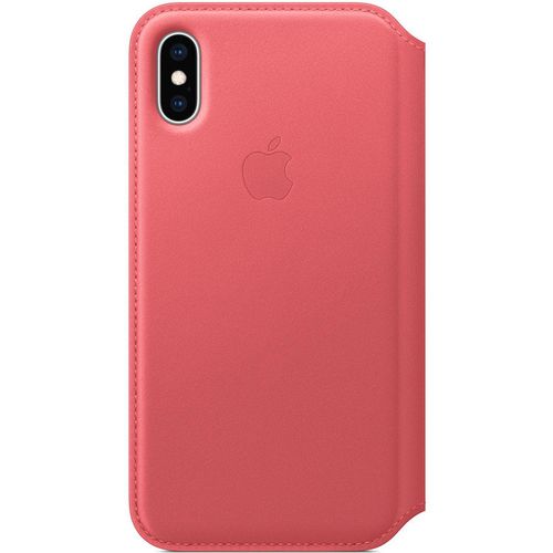 Apple iPhone X, iPhone Xs Hülle - Echtleder - Klapphülle - Rosa
