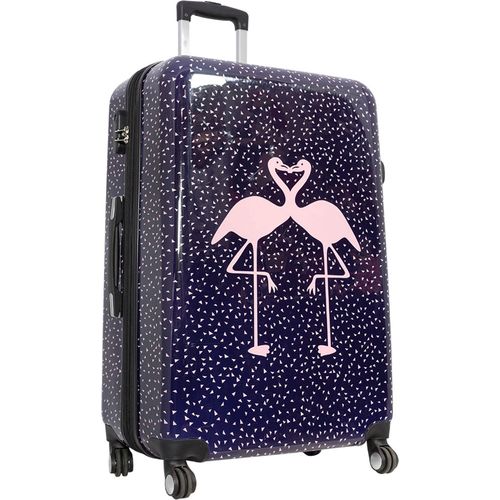 Bunter Mittelgroßer Reisetrolley Flamingo Trolley Motivkoffer Vogel 70Li Bowatex