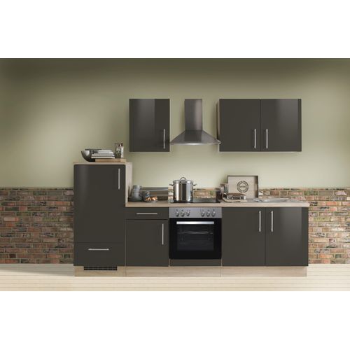Küchenzeile mit Elektrogeräten Premium 270 cm in lava glänzend