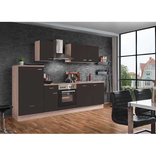 Küchenzeile mit Elektrogeräten Classic 270 cm in lava matt