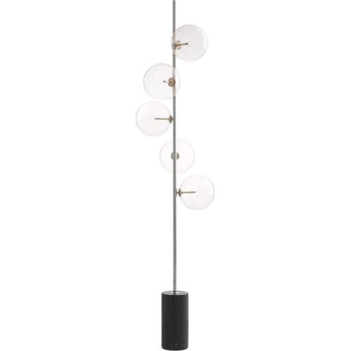 Casa Padrino Luxus Halogen Stehleuchte Silber / Schwarz Ø 44 x H. 190 cm - Energiesparlampe mit edlem Marmorfuß