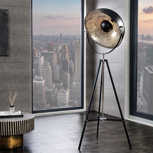 Stehlampe BIG STUDIO 168cm schwarz Blattsilber-Optik