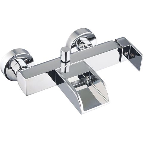 SCHÜTTE Wannenarmatur IDROVIA, Badewannenarmatur Wasserfall, Mischbatterie Badewanne, Wasserhahn Bad in Chrom