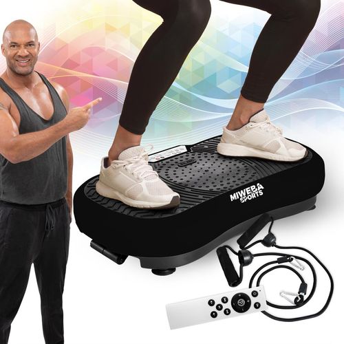 2D Vibrationsplatte MV100 | Vibrotrainer - Fitnessgerät - Vibration - Fitness Training - Zubehör - 99 Stufen - Bluetooth - Lautsprecher (Schwarz)