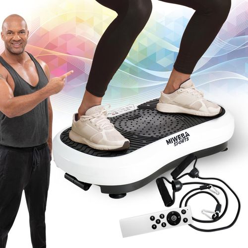 2D Vibrationsplatte MV100 | Vibrotrainer - Fitnessgerät - Vibration - Fitness Training - Zubehör - 99 Stufen - Bluetooth - Lautsprecher (Weiß)