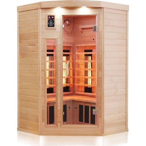 Dewello Infrarotkabine Infrarotsauna LAKEFIELD 140cm x 140cm inkl. Vollspektrumstrahler, Bodenstrahler