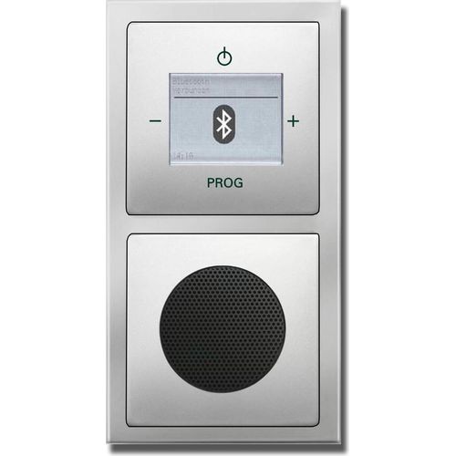 Busch Jäger Unterputz UP Bluetooth Radio 8217 U (8217U) PUR Edelstahl Komplett-Set // Radioeinheit + Lautsprecher + 2-fach Rahmen 1722-866K + Abdeckungen, Unterputzradio (Radio)