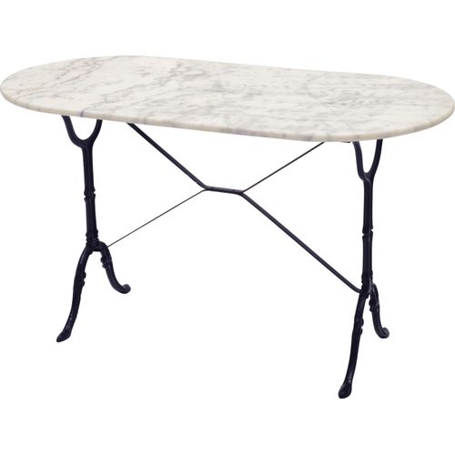 Bistrotisch Gastro Marmortisch Gusseisen Gartentisch Tafel 120x60x71cm oval