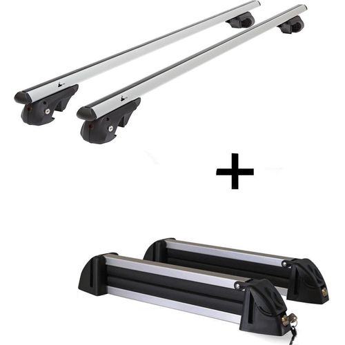 Dachträger VDP004 L + Skiträger / Snowboardträger / Skihalter Alu 4 Paar Ski kompatibel mit Chevrolet HHR 2006-2011
