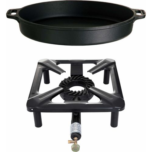 Hockerkocher-Set (groß) mit Gusseisenpfanne - Ø 40 cm - ohne Zündsicherung
