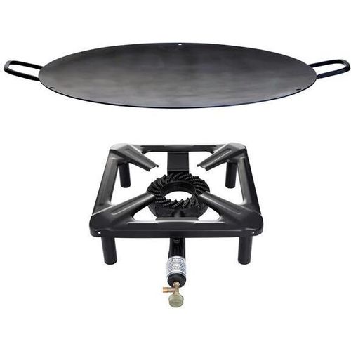 Hockerkocher-Set (klein) mit Eisen-Wok/Grillschale Ø 50 cm - ohne Zündsicherung