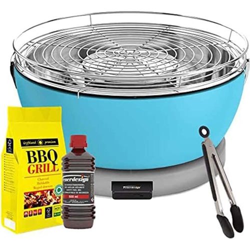 Feuerdesign Holzkohle Tischgrill Vesuvio, blau