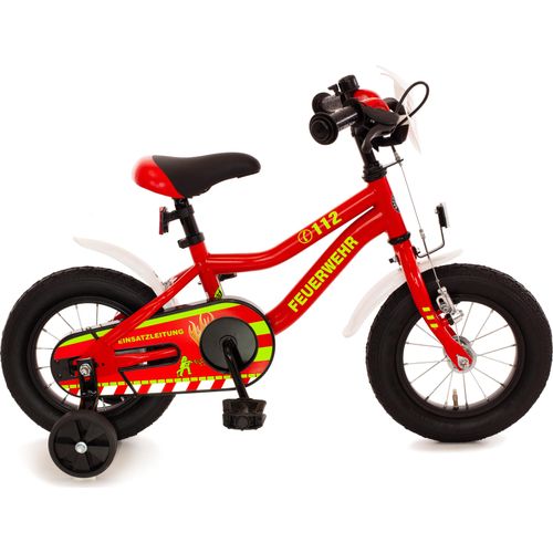 Kinderfahrrad 12 Zoll FEUERWEHR rot weiß gelb Stützräder K-Rahmen